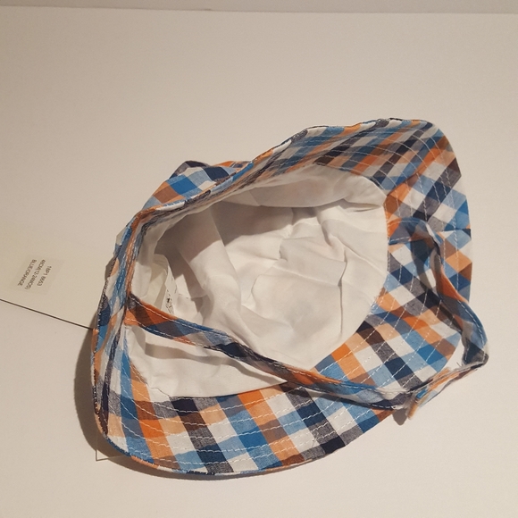 New Bucket Hat 12-24mth w Chin Strap Orange Blue - Picture 5 of 5